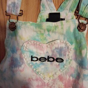 Bebe Girl's size 7/8 tie dye denim shortalls